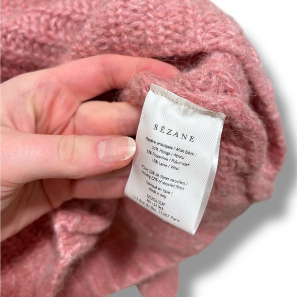 Sezane Emile Alpaca Wool Balloon Sleeve Cardigan in Molted Pink Size XS - Picture 11 of 11